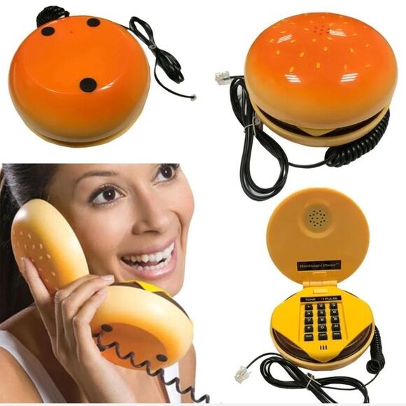 Hamburger Shape Cheeseburger Burger Telephone Novelty Home Corded Phone Gift US - Picture 3 of 8